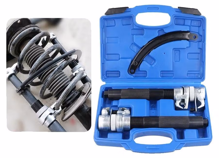 Strumento per compressori a molla, portata massima 1200 kg, apertura delle ganasce da 6,9 a 26,9 cm, design compatto, acciaio ad alta resistenza, custodia inclusa