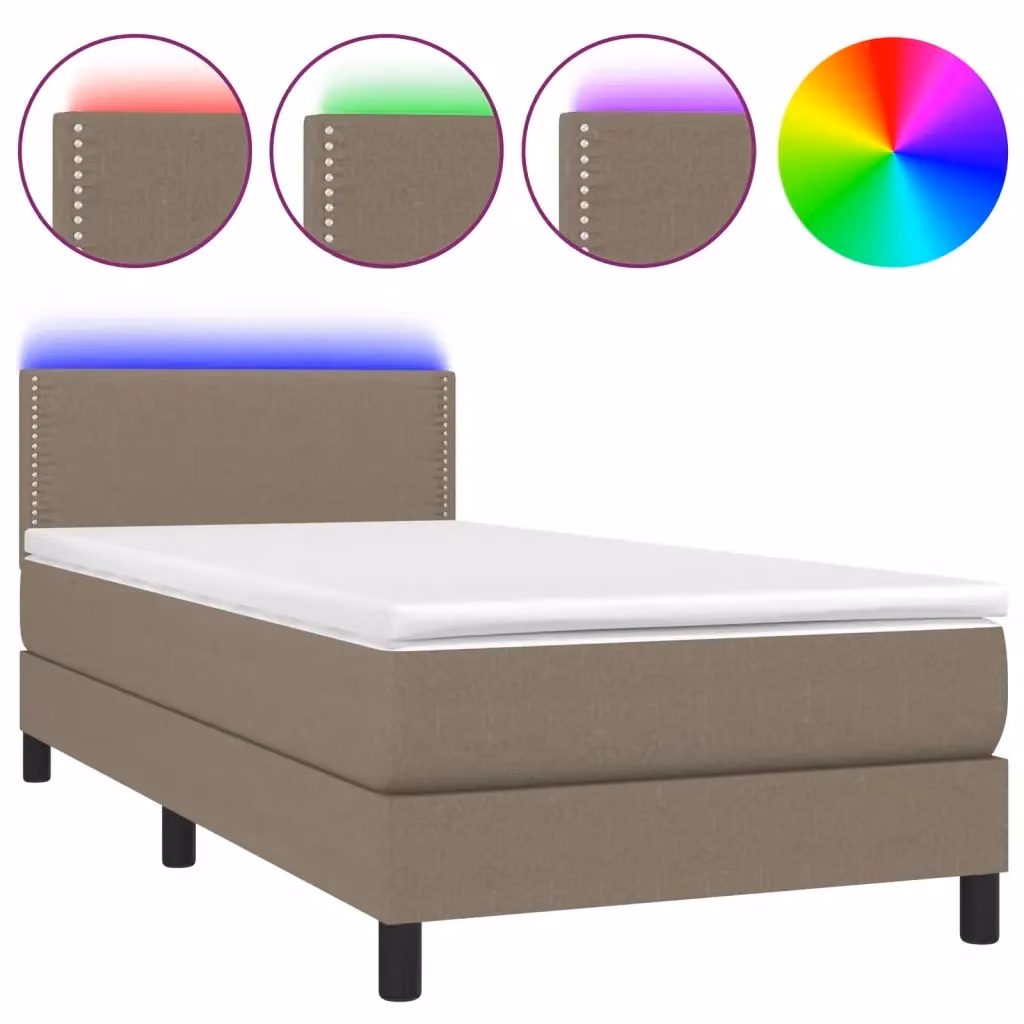 Letto a molle con materasso vidaXL in tessuto con illuminazione LED e porta USB, L/P: 90 x 200 cm – 2