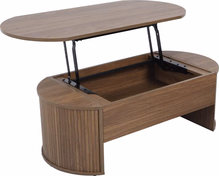 Tavolino ovale con piano sollevabile effetto legno scuro - Oviala Gaby