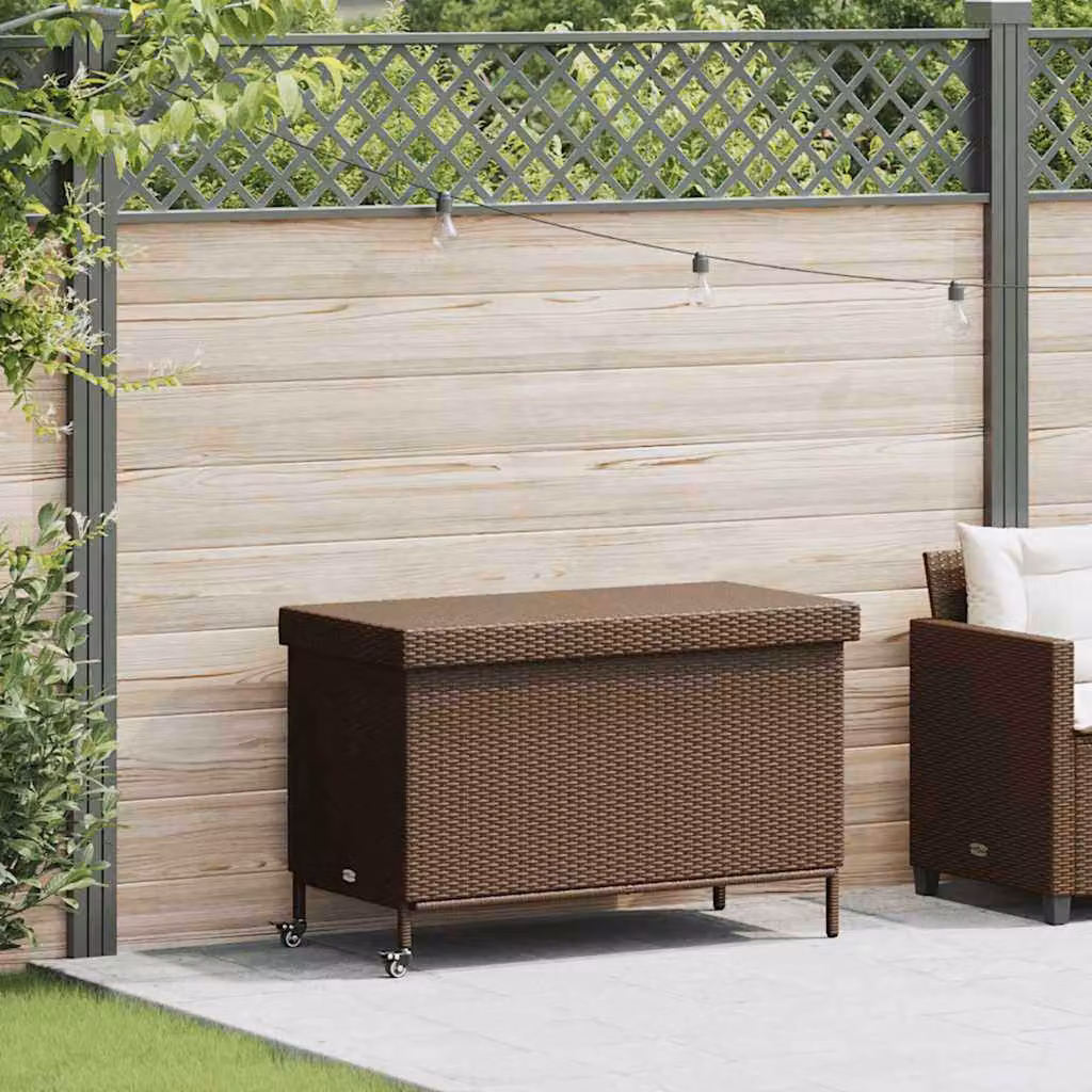vidaXL Contenitore da Giardino con Ruote in Polyrattan Marrone