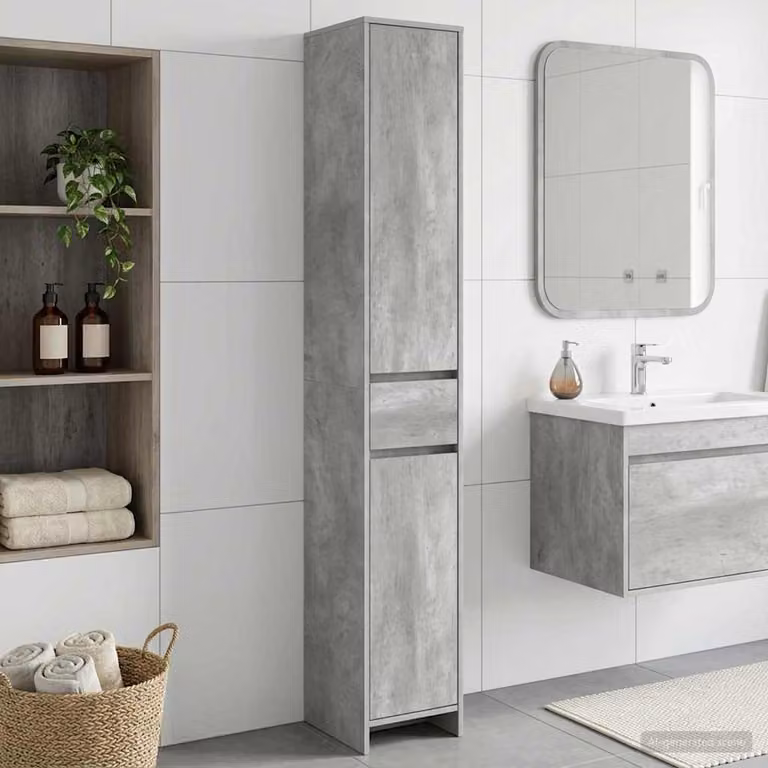 Mobile da bagno moderno vidaXL in MDF grigio con ante a battente L/P/H: 30 x 33 x 190 cm