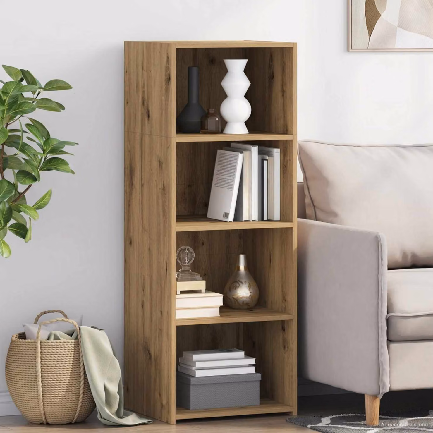 Credenza moderna vidaXL in legno color rovere marrone L: 45 cm, P: 41 cm, H: 124 cm
