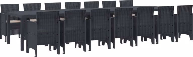 Set da pranzo da giardino con cuscini 15 pcs Antracite PP