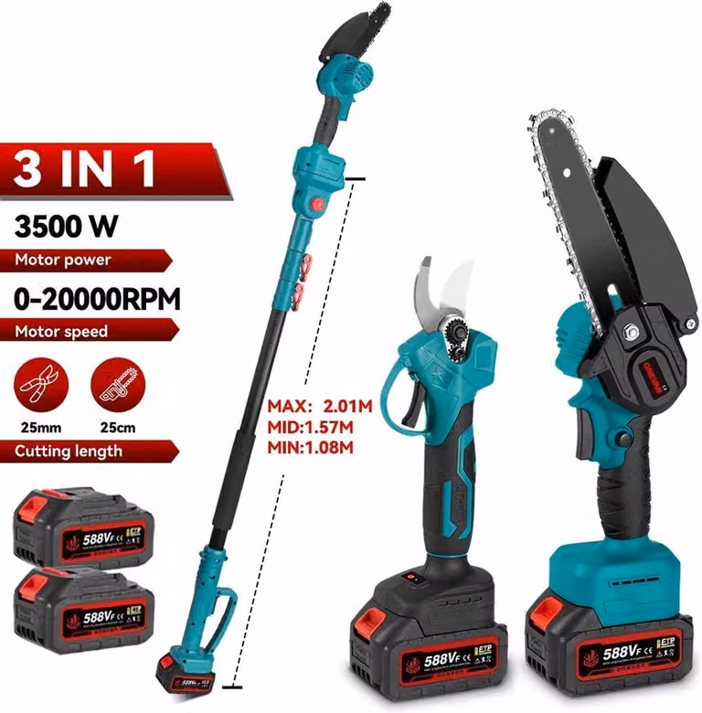Troncatrice telescopica elettrica 3 in 1 - Forbice elettrica - Regolabile - Potante per potatura