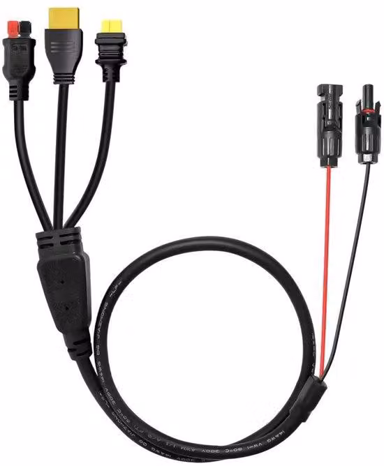 Adattatore per caricabatterie solare XT90 - Cavo di prolunga da 1,85 m - Connettore maschio per caricabatterie solare - Ingresso XT90 - Stazione di energia solare portatile e generatore