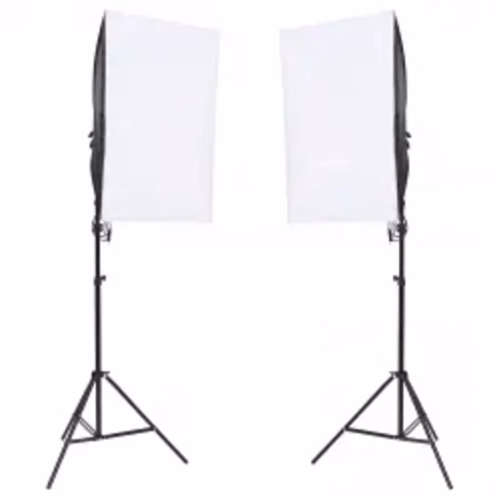 Kit per studio fotografico professionale con illuminazione LED, fondale bianco e riflettore con treppiede regolabile in nero, oro e argento – 2
