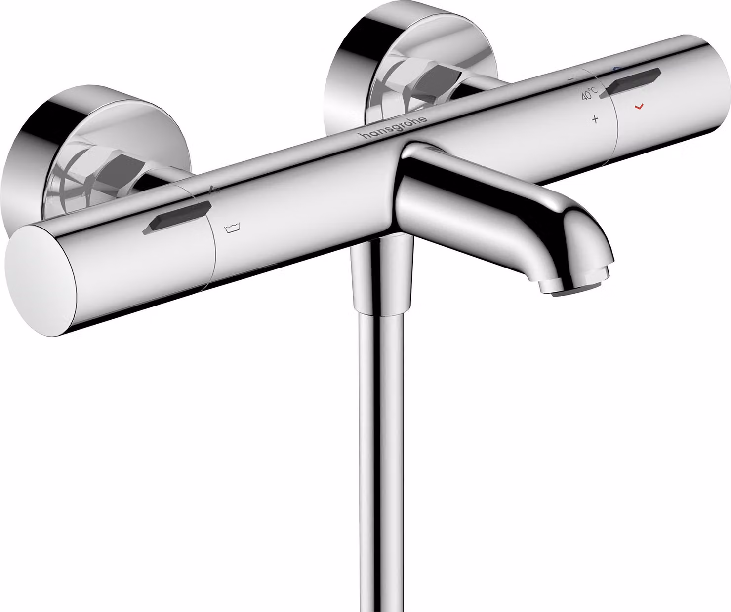 hansgrohe Ecostat Fine thermostat de baignoire, saillie 177mm, apparent, 2 consommateurs, 13325000, 13325000