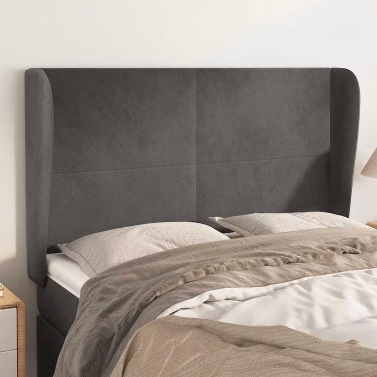Testiera ad orecchio vidaXL in velluto grigio scuro L: 147 cm, P: 23 cm, H: 118/128 cm