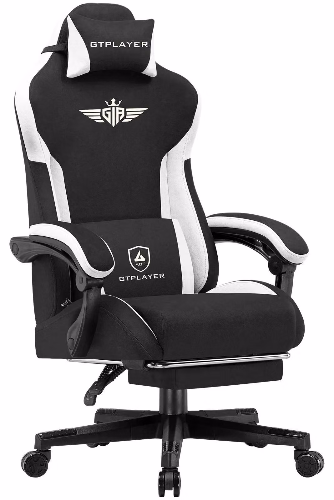 Sedia da gaming - Sedia da ufficio GT831 - Ergonomica - Supporto lombare - Schienale ampio - Rivestimento in tessuto - Regolabile in altezza - Girevole a 360° con rotelle - Nera