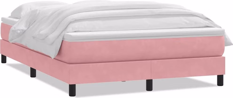 Giroletto a Molle con Materasso Rosa 140x220 cm in Velluto