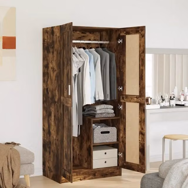 Armadio Rovere Fumo 82,5x51,5x180 cm in Legno Multistrato 826638