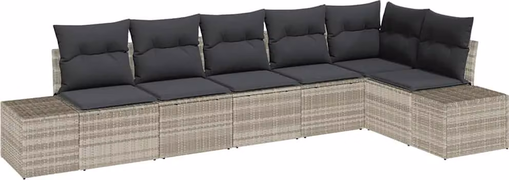 Set Divano da Giardino 6 pcs Grigio chiaro polyrattan