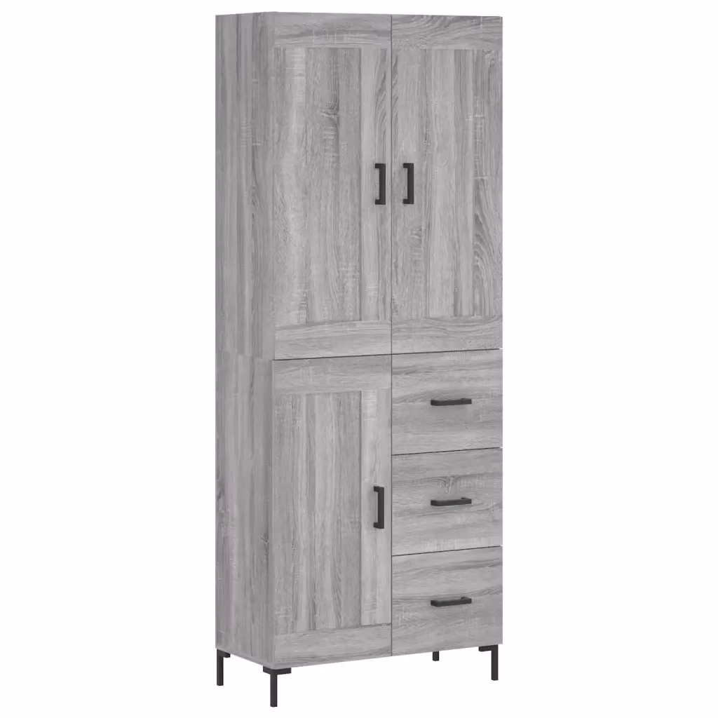 Credenza moderna vidaXL in legno e metallo grigio L: 69,5 cm, P: 34 cm, H: 180 cm – 2