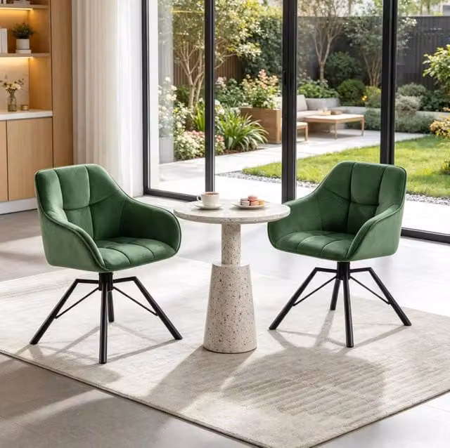 Sedia da pranzo 57x54x82,5 cm verde scuro – girevole a 360°, set di 2