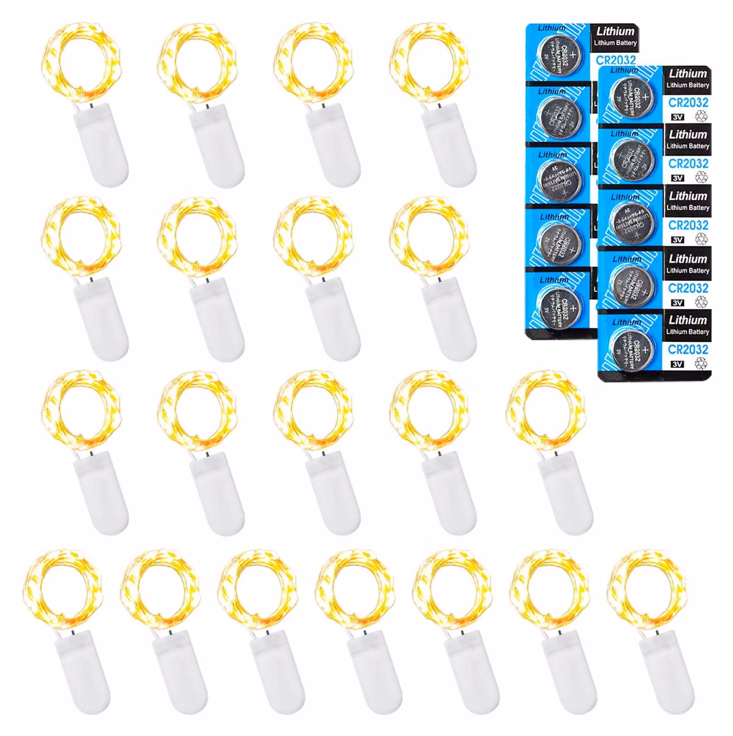 Luci a LED a forma di fatina, luce bianco caldo, confezione da 20, lunghezza 1 metro, 10 LED, alimentazione a batteria