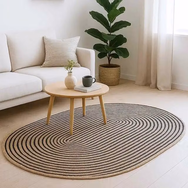 Tappeti per area | Tappeti a zone Naturale e Nero 205 x 305 cm Juta