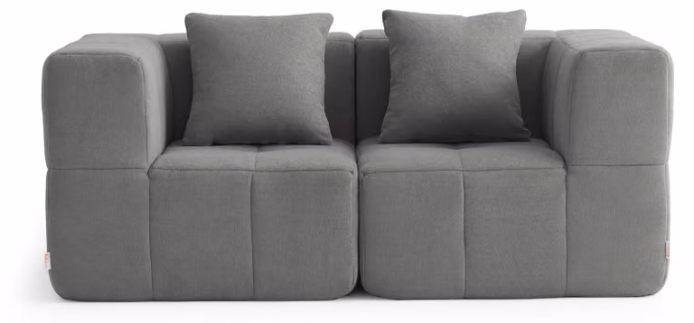 MILYSOFA SOFABULOUS Divano modulare lineare, a 2 posti, raffinato tessuto bouclé, grigio nuvola
