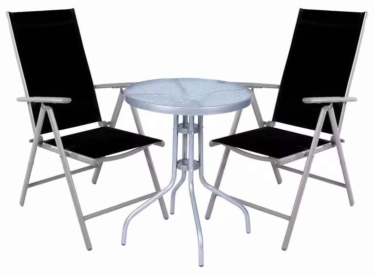 Set da bistrot, set da bistrot 3 pezzi, grigio argento / nero