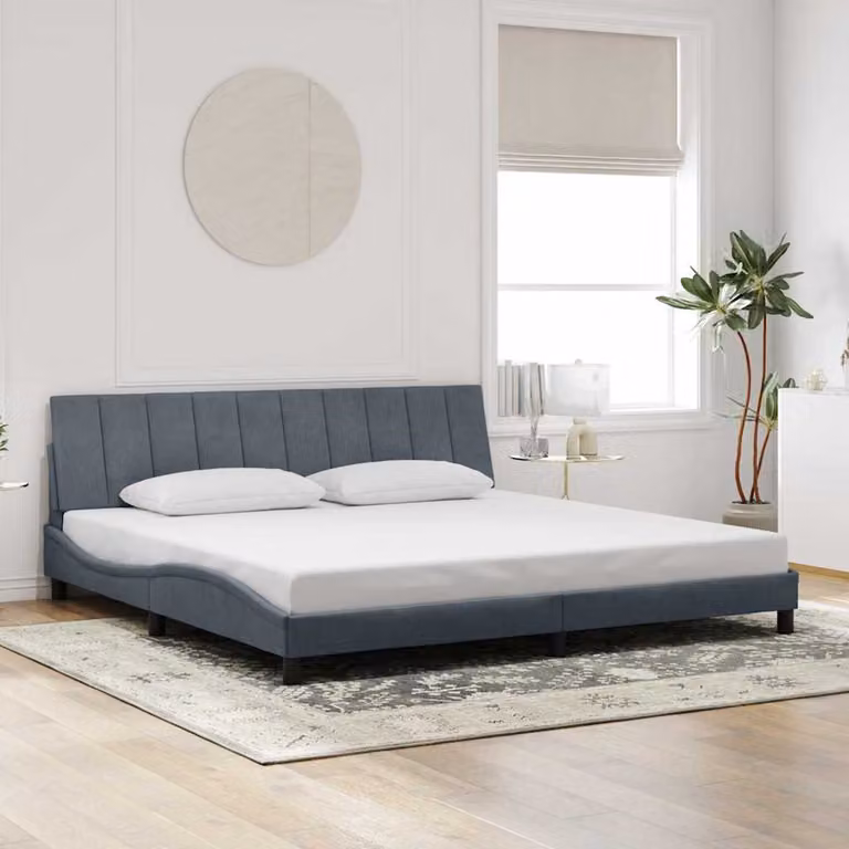 vidaXL Giroletto Hanko senza Materasso in Velluto Grigio 200x200 cm