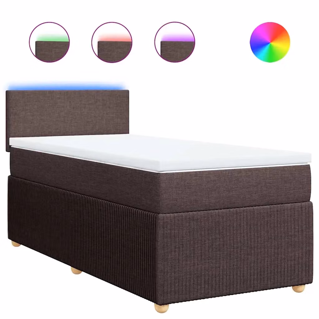 vidaXL Letto Ibrido con Materasso a Molle Insacchettate Marrone e Bianco L/P/H: 200 x 90 x 76,7 cm – 2