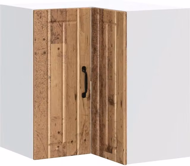 Mobile angolare da cucina Lucca HELLOSHOP26 in legno anticato marrone con design vintage L/P/H: 57 x 57 x 60 cm