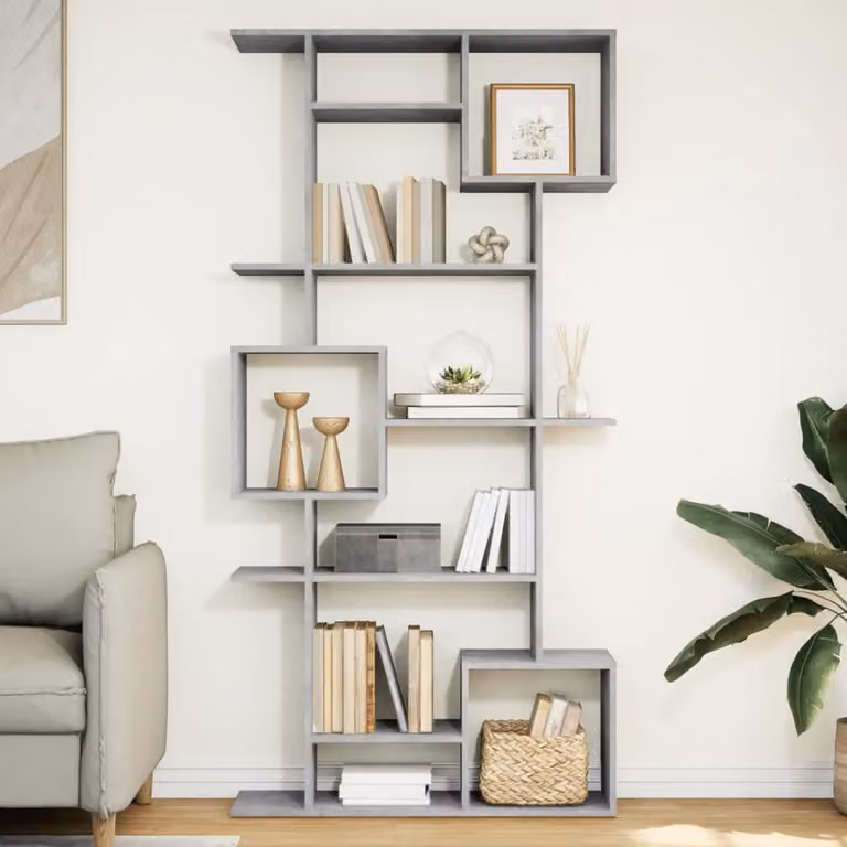Libreria vidaXL Grigio in Legno e MDF da Soggiorno, L: 92 cm, P: 29 cm, H: 188 cm