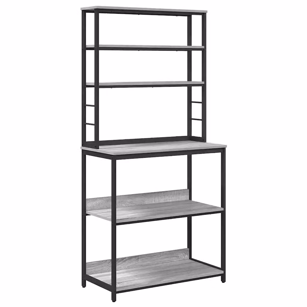 Scaffale da cucina stile industrial vidaXL in legno e metallo grigio L 80 cm, P 40 cm, H 168 cm – 2