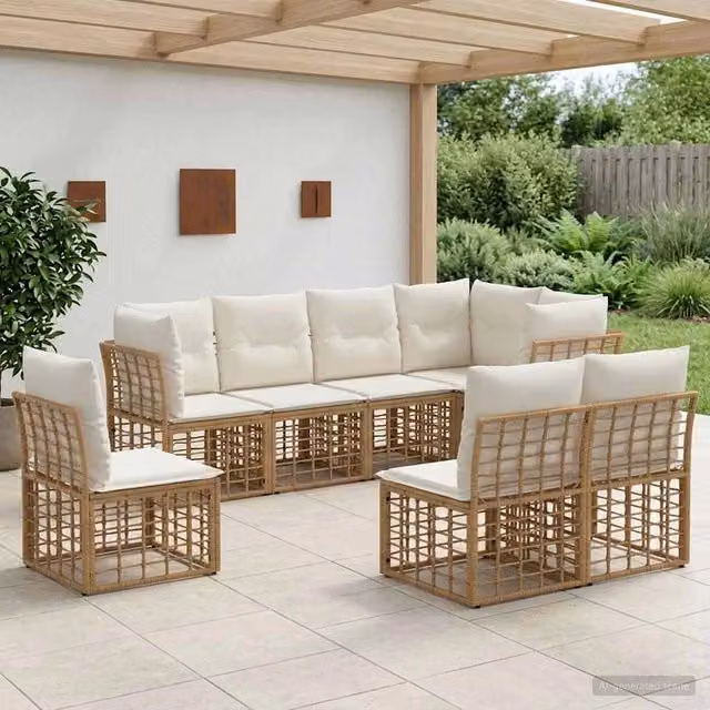 Set di divani da esterno Naturale Poliestere 3437484