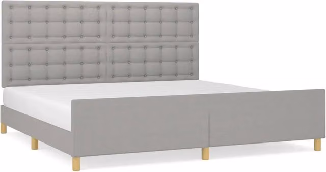 Letto matrimoniale | Letto per adulti | Giroletto senza Materasso Grigio Chiaro 200x200 cm Tessuto