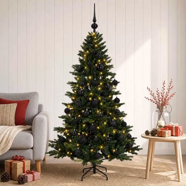 Albero di Natale artificiale con palline 150 cm 150 LED 3465576