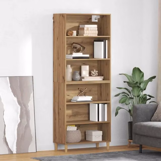 Credenza moderna in rovere vidaXL marrone L: 69,5 cm, P: 32,5 cm, H: 180 cm – 1