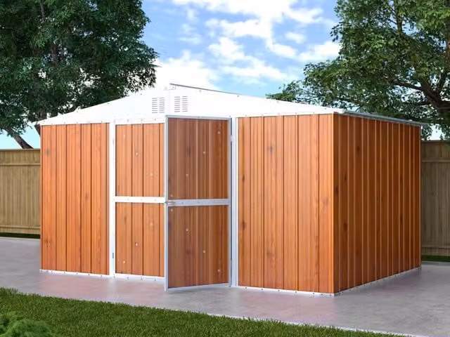 Capanno per esterno box in acciaio casetta da giardino 403x269cm x h 215cm - 149kg - 10,84mq LEGNO