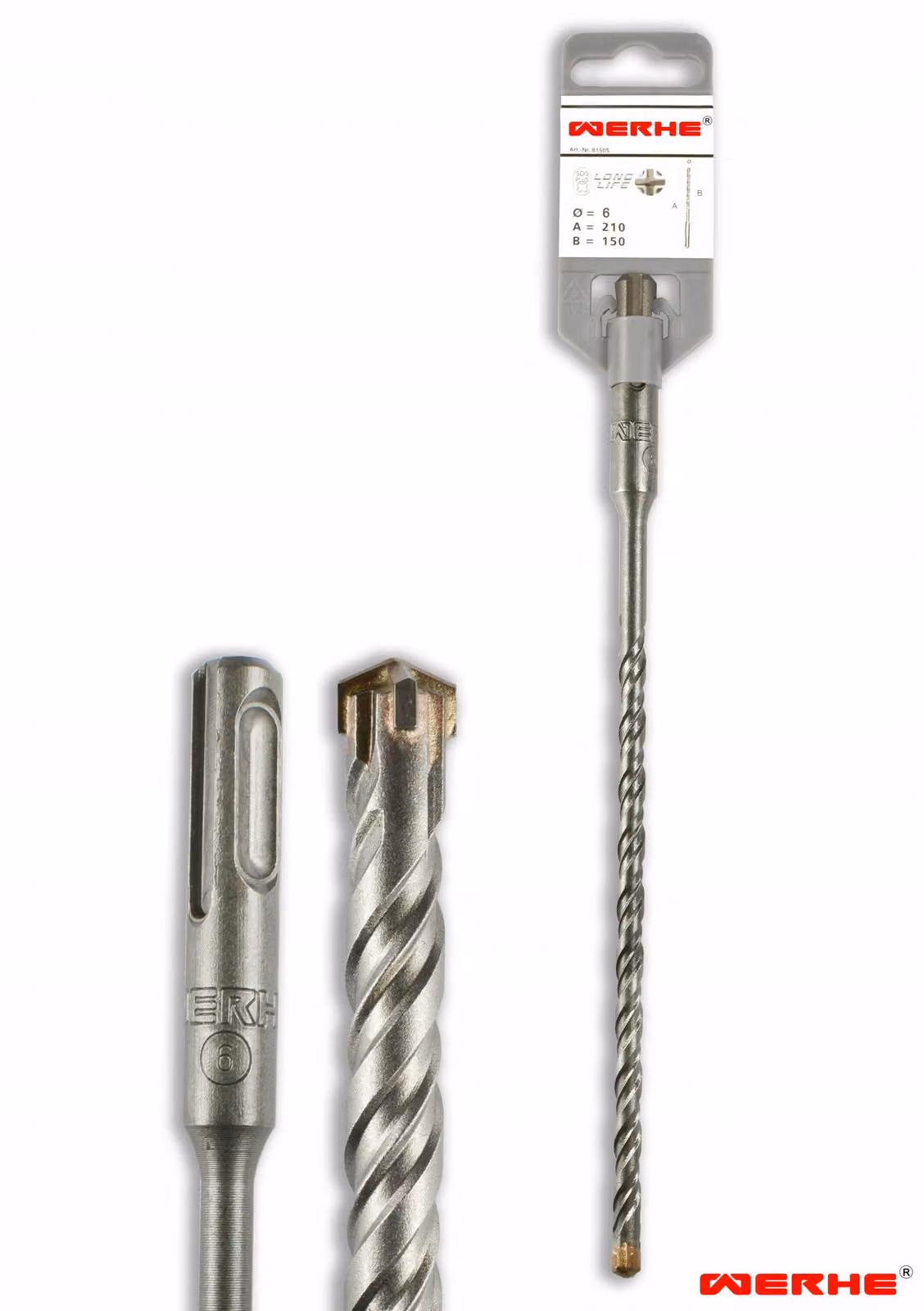 WERHE SDS PLUS punta a croce per calcestruzzo 6x210 mm