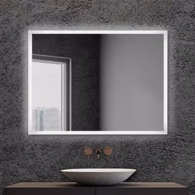 Specchio da bagno INBAGNO rettangolare con cornice LED bianco, L: 80 cm, H: 60 cm