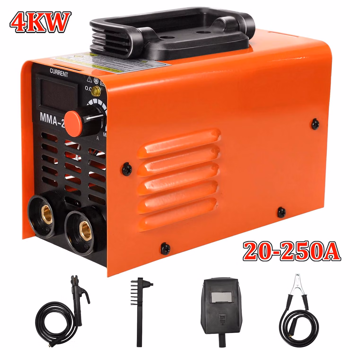 Saldatrice MMA-250 - 4000 W - 20–250 A - Corrente regolabile - MMA/ARC - Portaelettrodi con maschera - Spina EU