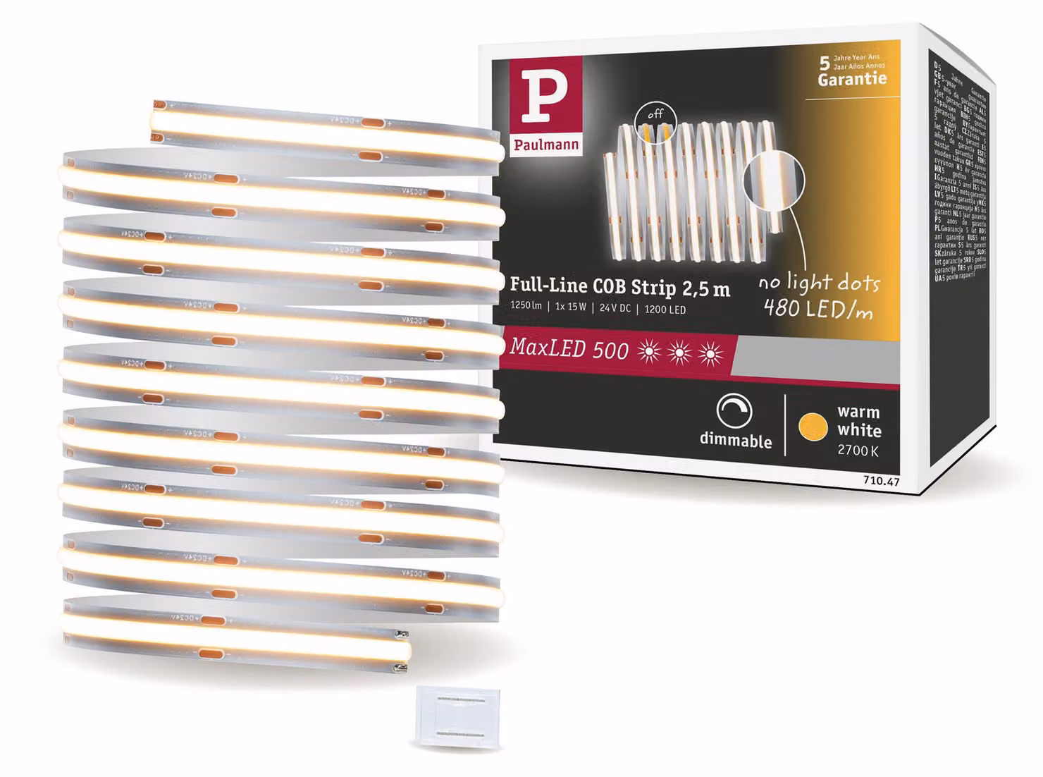 Paulmann MaxLED 500, striscia LED COB, luce bianca calda, modulo di estensione