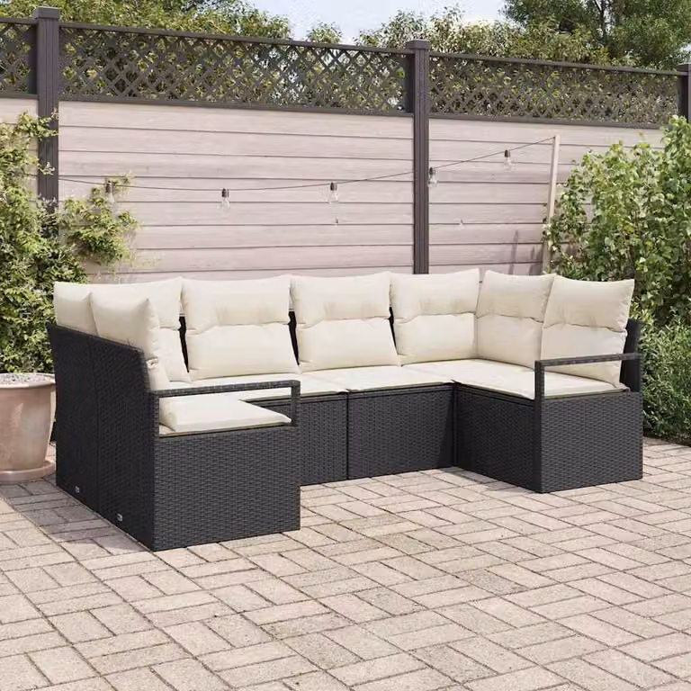 Maison Exclusive - Set di divani da esterno, 6 pezzi, colore nero [Materiale sintetico]: rattan sintetico