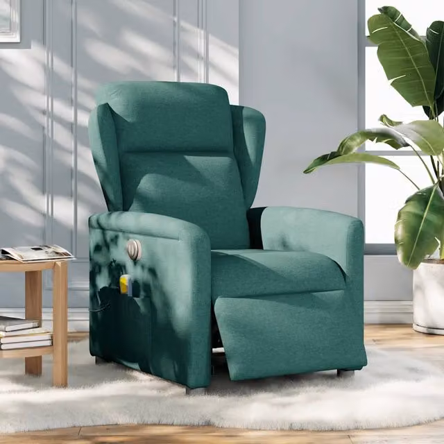 Poltrona Reclinabile Elettrica Relax vidaXL in Tessuto Verde con Braccioli – 1