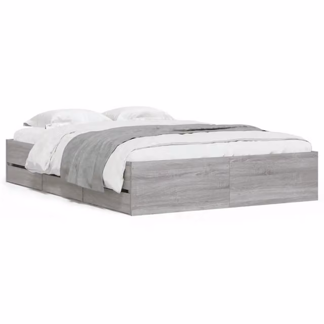 Letto matrimoniale | Letto per adulti | Giroletto Cassetti Grigio Sonoma 120x190 cm Legno Multistrato