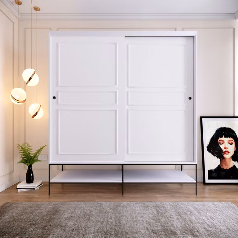 Skye Decor, Martin 190 - Bianco, armadio, bianco, 100% pannelli truciolari rivestiti in melamina, 190 x 57 x 200 cm