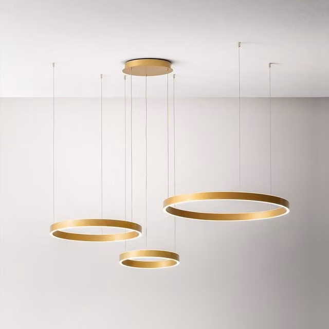 Sospensione multipla Gea Criseide con LED dimmabile e altezza regolabile in bianco, oro/ottone o nero
