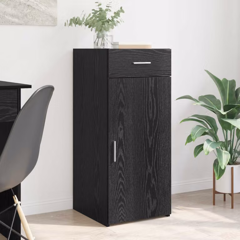 Armadio moderno vidaXL in legno MDF nero con ante a battente e cassetti interni L/P/H: 40 x 42,5 x 93 cm