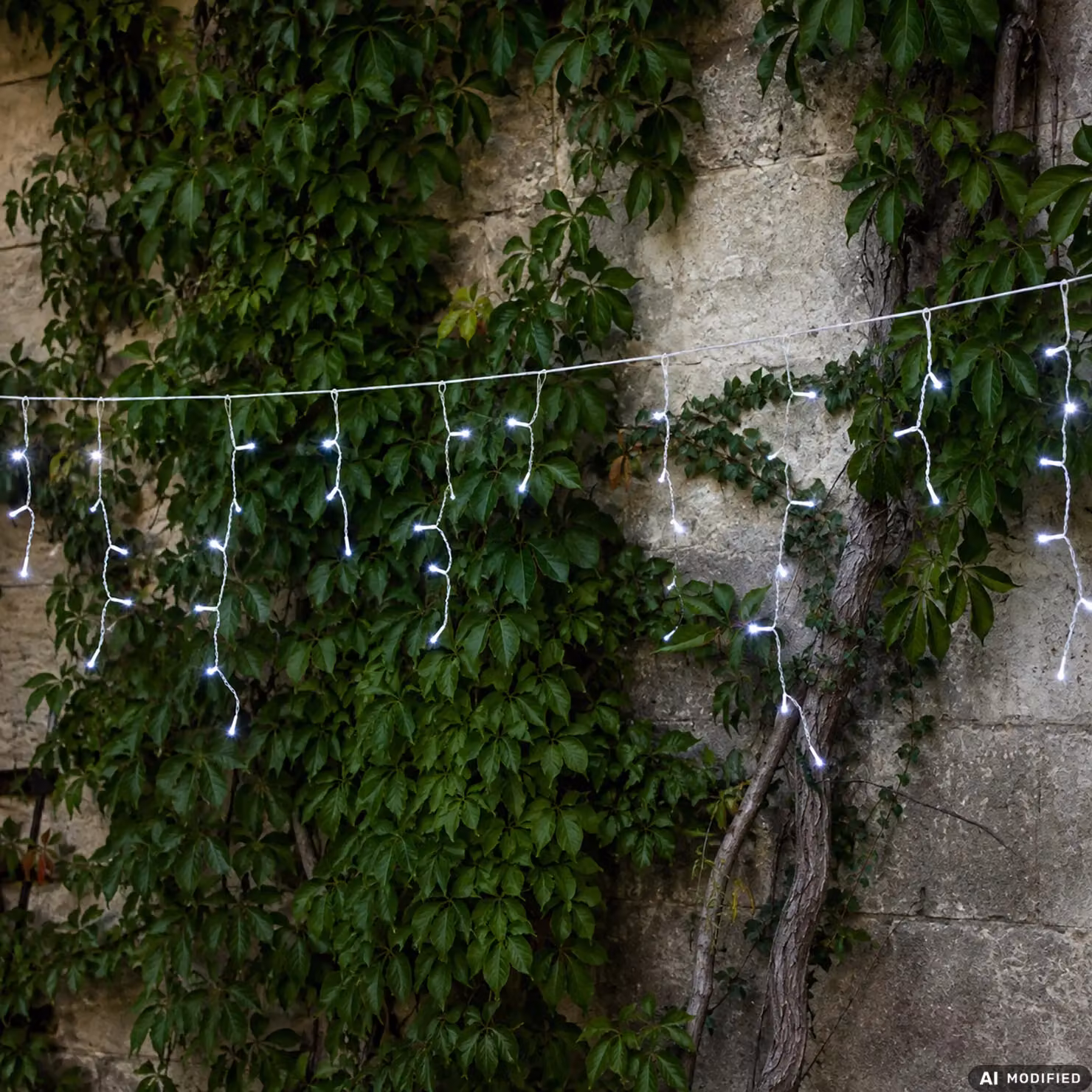 Dictrolux Tenda Luminosa Ice Light con 64 Led Bianco Freddo a Batteria H: 0,60 m x L: 3 m – 2