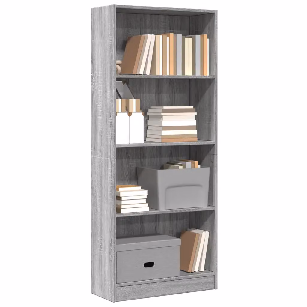 Libreria moderna vidaXL in legno MDF Grigio, da appendere al muro, L 60 x P 24 x H 143 cm