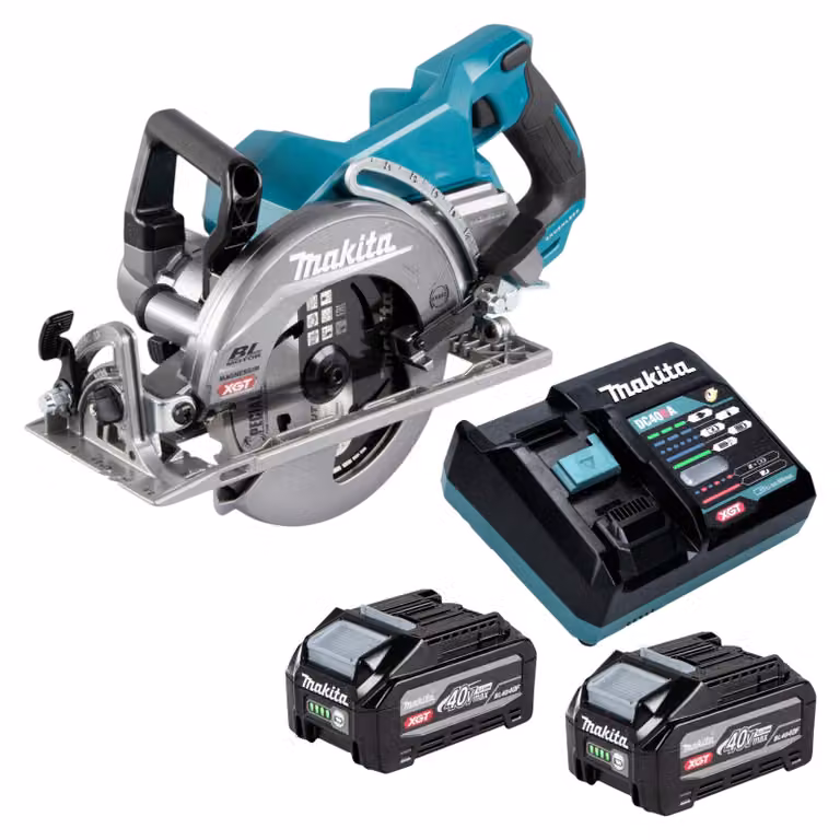 Sega circolare portatile a batteria Makita RS 001 GU201 40 V max. 185 mm Brushless + 2 batterie da 4,0 Ah + caricabatterie