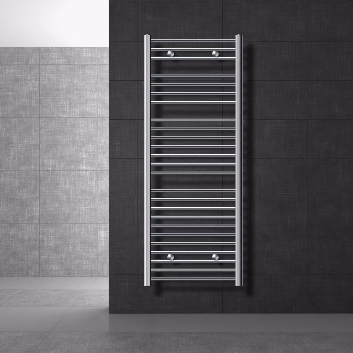 LuxeBath radiatore bagno 600 x 1500 mm - cromo - diritto con attacco laterale - radiatore scaldasalviette asciugasalviette, senza elemento riscaldante