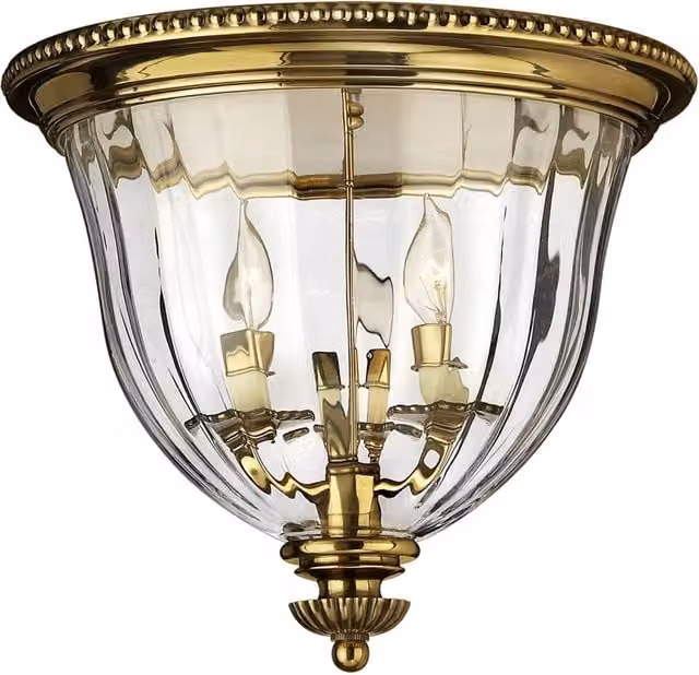 Plafoniera Contemporanea Cambridge Ottone Brunito Vetro 3 Luci E14