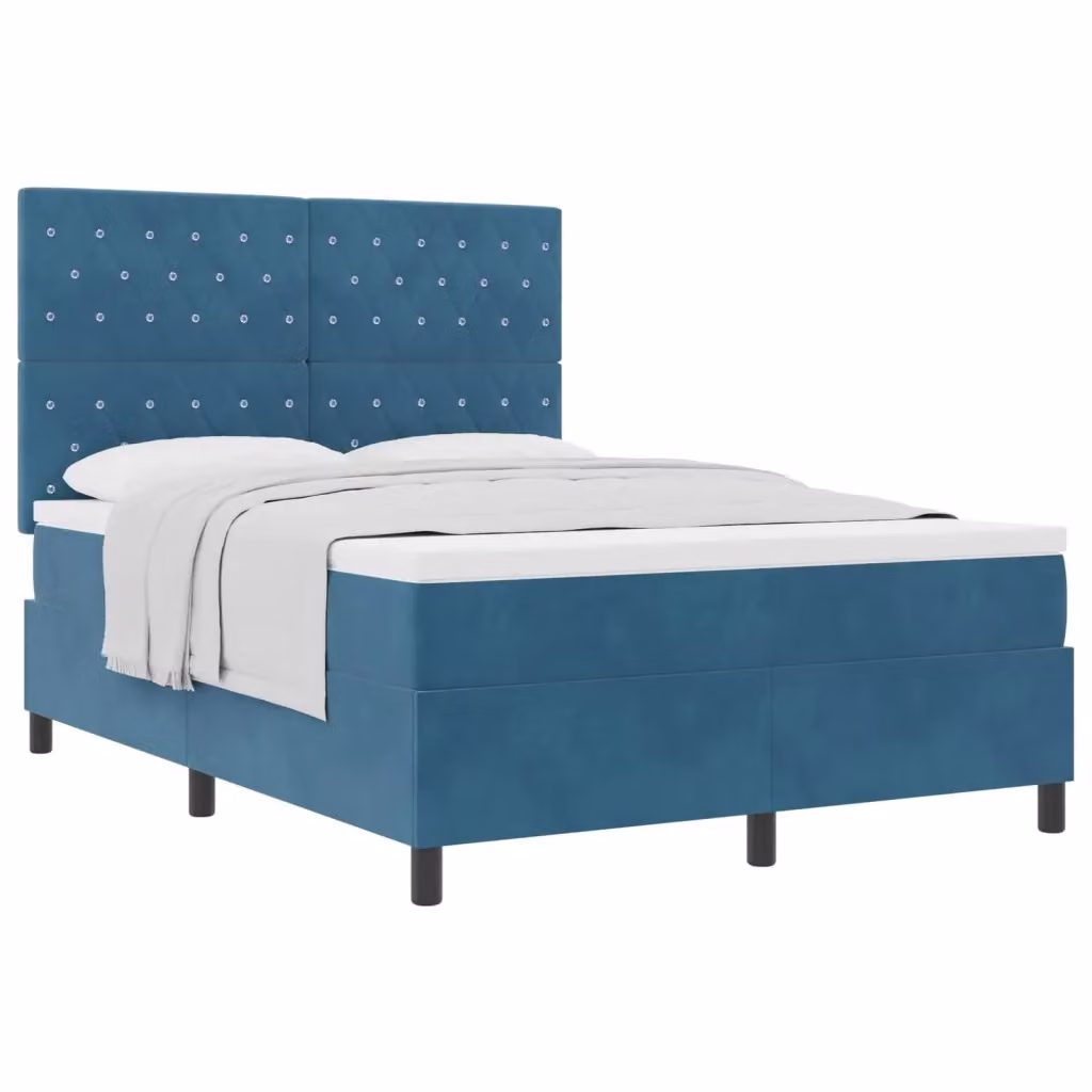 Letto a molle con materasso vidaXL in velluto blu, L/P: 160 x 200 cm – 2