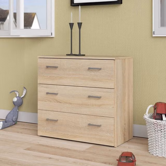Cassettiera Adal DMORA, Settimino multiuso e Comò per camera da letto, L 74 cm x P 36 cm x H 70 cm, Quercia – 1