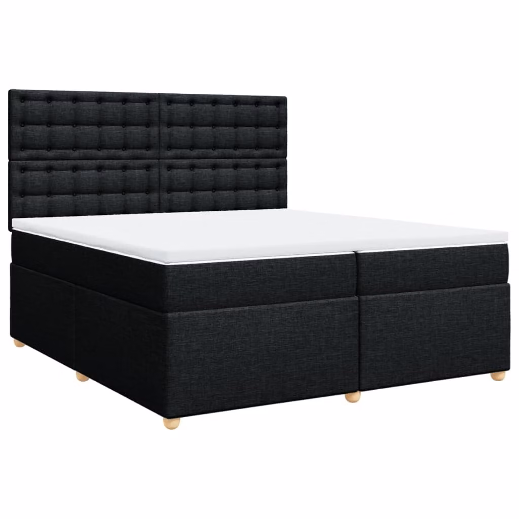 Giroletto a Molle con Materasso Nero 200x200 cm in Tessuto